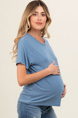 Light Blue Dolman Sleeve Maternity Top