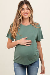 Green Dolman Sleeve Maternity Top