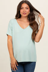 Mint Short Dolman Sleeve V-Neck Maternity Top