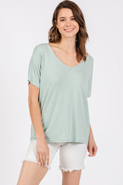 Mint Short Dolman Sleeve V-Neck Top