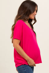 Fuchsia Short Dolman Sleeve V-Neck Maternity Top