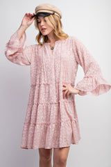 Rose Textured Chiffon Button Down Woven Dress