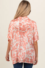 Peach Floral Button Down Maternity Blouse