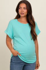 Mint Green Short Sleeve Terry Maternity Top