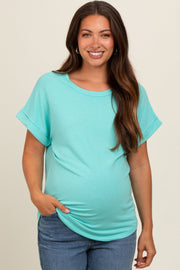 Mint Green Short Sleeve Terry Maternity Top