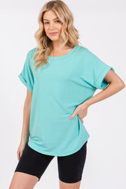 Mint Green Short Sleeve Terry Top