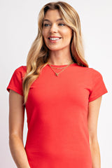 Red Short Sleeve Midi T-Shirt Dress