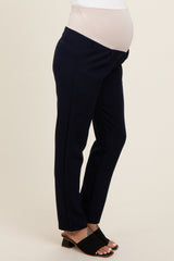 Navy Blue Pleated Relax Fit Maternity Pants