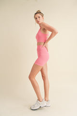 Pink Seamless Short And Tank Set