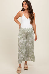 Light Olive Tropical Wide Leg Maternity Pants