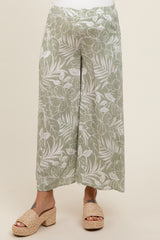 Light Olive Tropical Wide Leg Maternity Pants