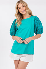 Jade Floral Mesh Sleeve Maternity Blouse