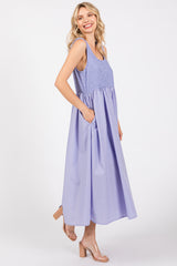 Periwinkle Textured Scoop Neck Sleeveless Midi Dress