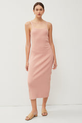 Mauve Knit Open Tie Back Maternity Midi Dress