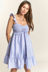 Light Blue Confetti Stripe Smocked Top Maternity Dress