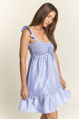 Light Blue Confetti Stripe Smocked Top Dress