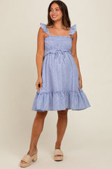 Light Blue Confetti Stripe Smocked Top Maternity Dress