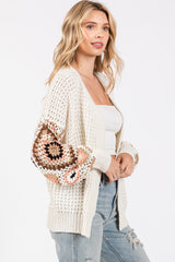 White Sleeve Crochet Cardigan