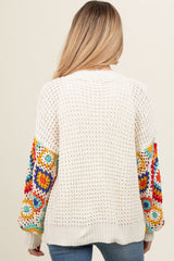 Cream Sleeve Crochet Maternity Cardigan