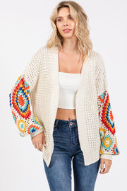 Cream Sleeve Crochet Cardigan