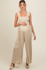 Cream Floral Flowy Maternity Jumpsuit