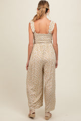 Cream Floral Flowy Maternity Jumpsuit