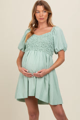 Mint Green Textured Bodice Maternity Dress