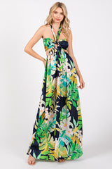 Green Floral Cutout Maternity Maxi Dress