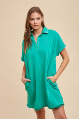 Green Mineral Washed French Terry Maternity Dress