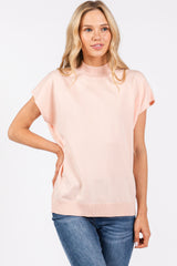 Light Pink Mock Neck Knit Top