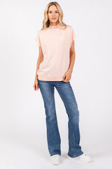 Light Pink Mock Neck Knit Top