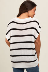 Ivory Striped Drop Shoulder Maternity Sweater Top