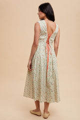 Cream Floral Button Front Sleeveless Maxi Dress