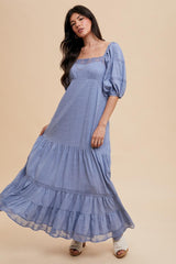 Blue Lace Insert Maternity Maxi Dress