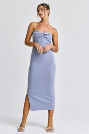 Light Blue Strapless Twist Dress