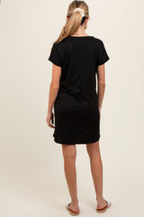 Black Short Sleeve T-Shirt Maternity Dress