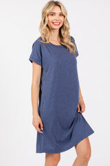 Blue Short Sleeve T-Shirt Dress