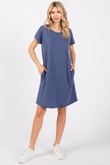 Blue Short Sleeve T-Shirt Dress