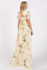 Yellow Floral Smocked Maxi Dress