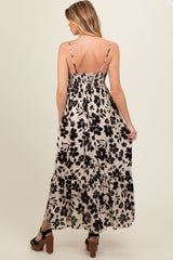 Black Floral Maternity Maxi Dress