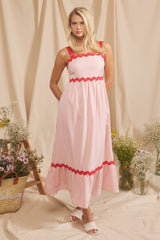 Pink Contrast Trim Maxi Dress