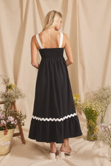 Black Contrast Trim Maxi Dress