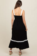 Black Contrast Trim Maternity Maxi Dress