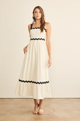 Cream Contrast Trim Maxi Dress