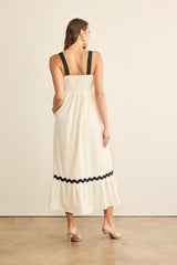 Cream Contrast Trim Maxi Dress