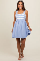 Light Blue Ric Rack Accent Sleeveless Maternity Dress