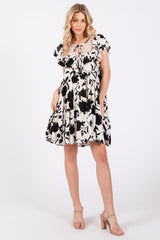 Black Floral Ruffle Lace Maternity Dress