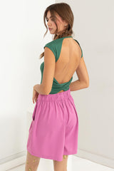 Green Backless Jersey Top