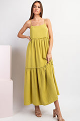 Lime Soft Washed Cotton Gauze Maternity Maxi Dress