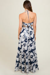 Navy Printed Woven Maternity Maxi Dress